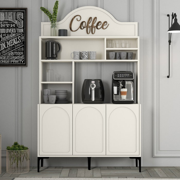 Hanah Home Lyon 120 Mueble Bar para Café Crema y Negro
